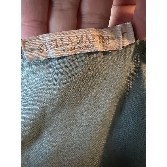 Stella Martini M Linen Dress Lagenlook Made in Italy Green Sleeveless A-Line - Picture 6 of 7